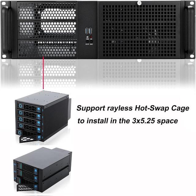 3u Rackmount Server Chassis ATX/MATX With 3x5.25 Support PS2 PSU W/Side 80mm Or Bottom 120mm Fan Or SFX PSU Dust Filter Bracket Infront Easy Maintenace