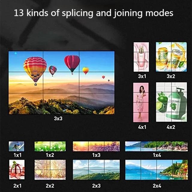 3X3 Video Wall Controller 4K HDMI DVI TV Wall Controller Processor 3x3 2x3 2x4 4x2 LCD 9 Screen Splicing Splicer Box With RS232(US Plug)