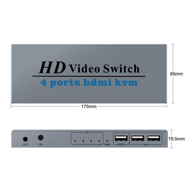4 IN 1 Out 4K 30Hz HDMI KVM Switch 4 Ports HDMI Switcher Splitter For Sharing Monitor Keyboard Mouse U-disk