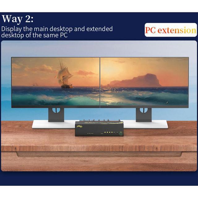 4 In 2 Out DP HDMI KVM Switch Dual Screen KVM Switch Supports 4 Hosts To Share 1 Set Of Keyboard And Mouse And 2 Monitors 4K 60Hz DP1.2 HDMI2.0