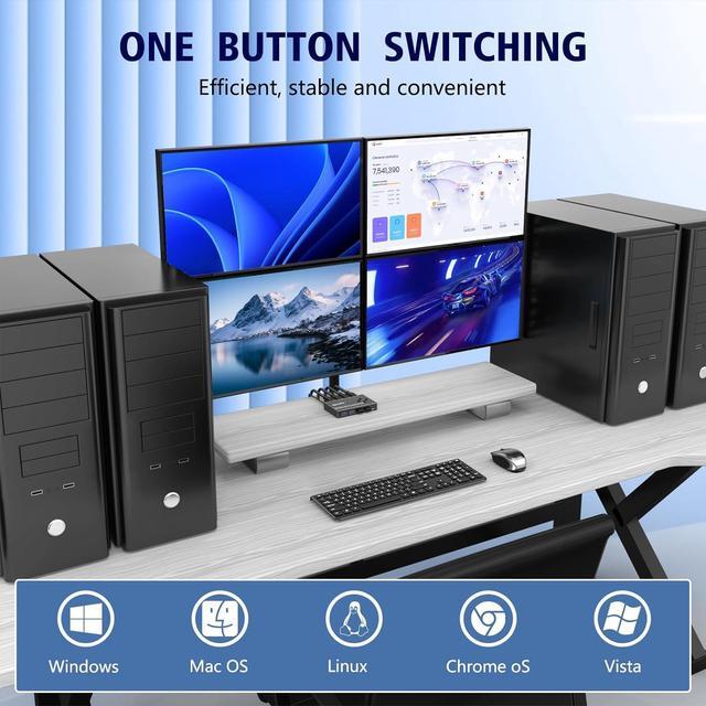 4 In 4 Out USB 3.0 Switch 4 Computers 4 Port USB Switch Selector Sharing 4 USB Devices Mouse Keyboard Scanner Printer PC Compatible With Mac/Windows/Linux. With Wired Remote And 4 USB 3.0 Cable