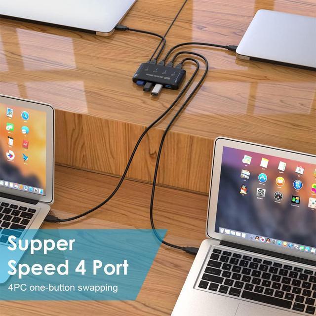 4 In 4 Out USB3.0 KVM Switch Selector 4 Computer Sharing 4 USB Devices USB 3.0 Switches Box For Mouse Keyboard Scanner Printer With Individual Switch Button