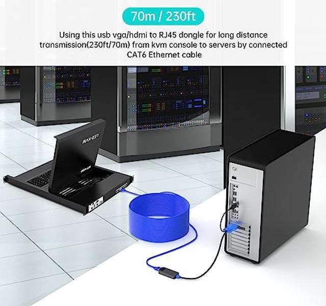 4 Pack USB VGA To RJ45 Dongle Work For MT-VIKI CAT6 KVM Switch (1708MS-IP) Extend Distances Up To 230ft/70m From KVM Console To Servers
