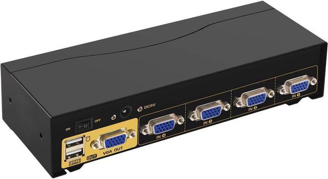 4 Port 450MHz USB Auto VGA KVM Switch With Audio And Cables Monitor Switch For Multiple Computers Support Windows Linux Mac Debian Ubuntu Fedora Raspbian Ubuntu