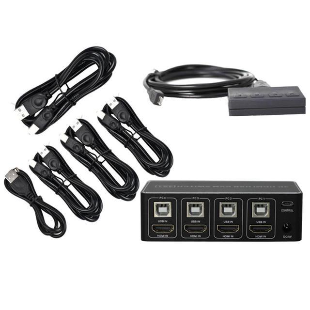 4 Port HDMI KVM Switch 4K 30HZ/1080P 60HZ USB HDMI KVM Switcher 4 In 1 Out USB HDMI For Mouse Keyboard Hub For PC Laptop Win7 Win10 MAC