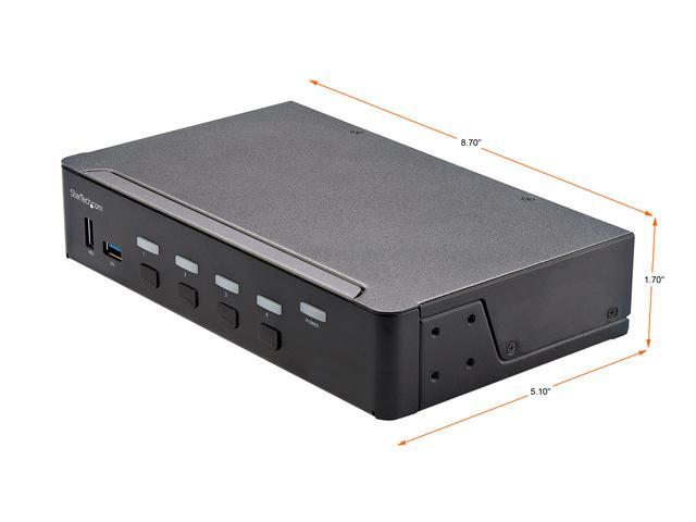 4 Port HDMI KVM Switch Single Monitor 4K 60Hz Ultra HD HDR Desktop HDMI 2.0 KVM Switch With 2 Port USB 3.0 Hub (5Gbps) & 4x USB 2.0 HID Ports Audio Hotkey Switching TAA - KVM With Fast Switching