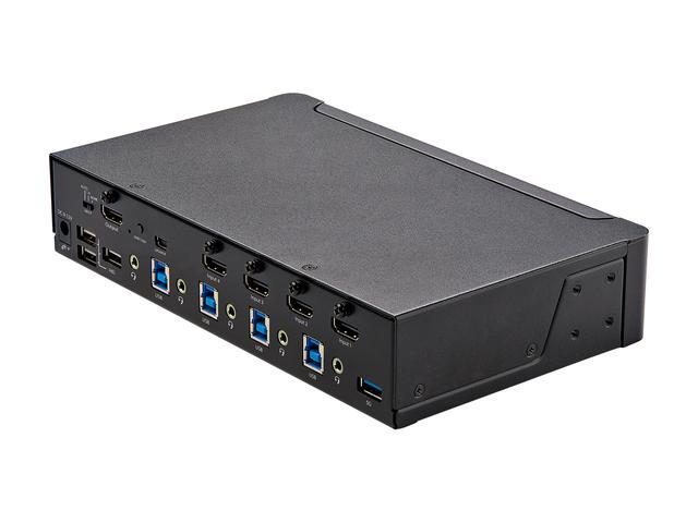 4 Port HDMI KVM Switch Single Monitor 4K 60Hz Ultra HD HDR Desktop HDMI 2.0 KVM Switch With 2 Port USB 3.0 Hub (5Gbps) & 4x USB 2.0 HID Ports Audio Hotkey Switching TAA - KVM With Fast Switching