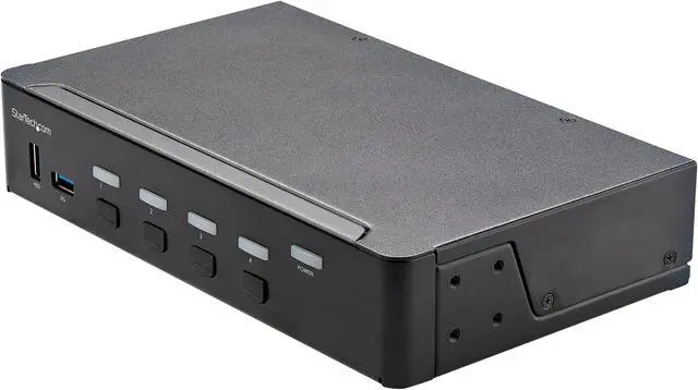 4 Port HDMI KVM Switch Single Monitor 4K 60Hz Ultra HD HDR Desktop HDMI 2.0 KVM Switch with 2 Port USB 3.0 Hub (5Gbps) & 4x USB 2.0 HID Ports Audio Hotkey Switching TAA - KVM with Fast Switching