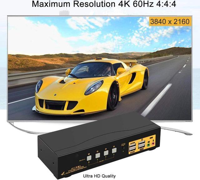 4 Port KVM Switch Dual Monitor HDMI 4K 60Hz HDMI KVM Switch For 4 Computers 2 Monitors With USB 2.0 HUB And Cables