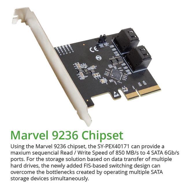 4 Port SATA III To PCI-e X2 RAID Expansion Card Marvell Chipset