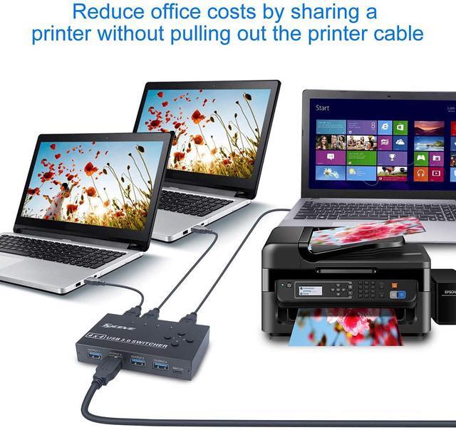 4 Port USB 3.0 Switch 4 In 4 Out USB Switch Selector 4 Computer Sharing 4 USB Devices KVM Switcher For Share Printer Scanner Mouse Keyboard Compatible With Mac/Windows/Linux With 4 USB 3.0 Cables