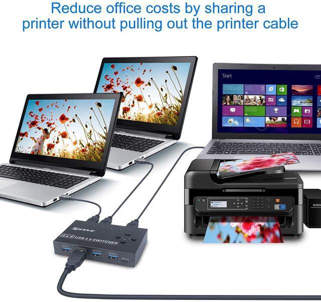 4 Port USB 3.0 Switch 4 In 4 Out USB Switch Selector 4 Computer Sharing 4 USB Devices KVM Switcher For Share Printer Scanner Mouse Keyboard Compatible With Mac/Windows/Linux With 4 USB 3.0 Cables