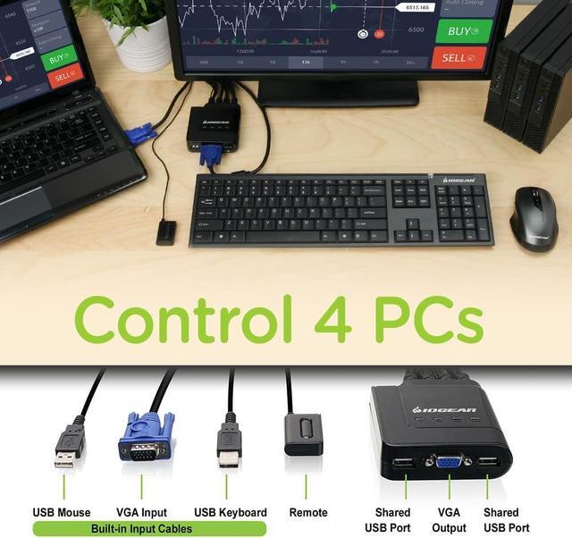 4-Port USB KVM Switch With Cables And Remote GCS24U Black