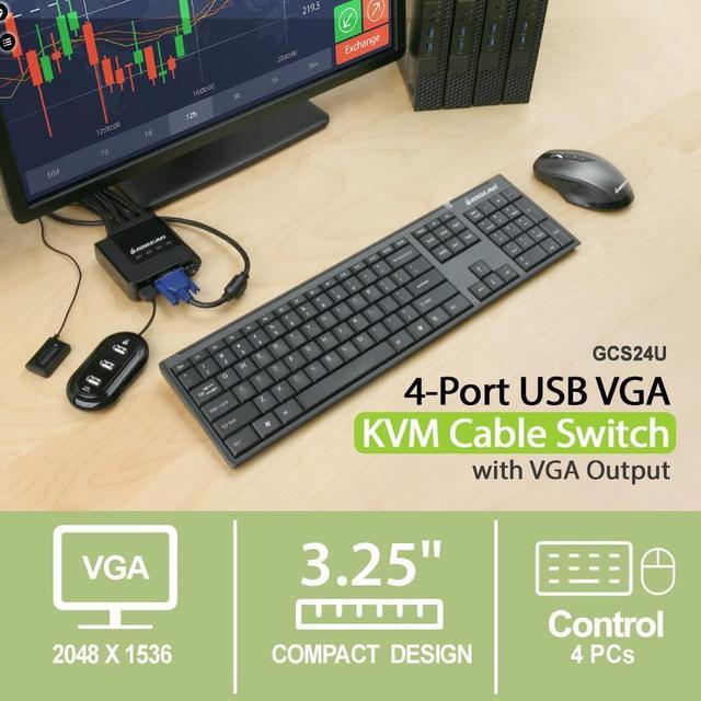 4-Port USB KVM Switch With Cables And Remote GCS24U Black