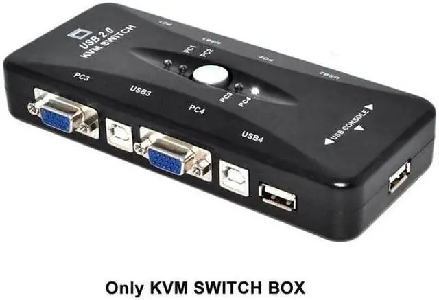 4 Port VGA KVM Switcher 4x1 VGA USB VGA Switch 4 in 1 out support Printer Mouse Keyboard Share 1920*1440 VGA Switch Box Adapter(only 1 KVM)
