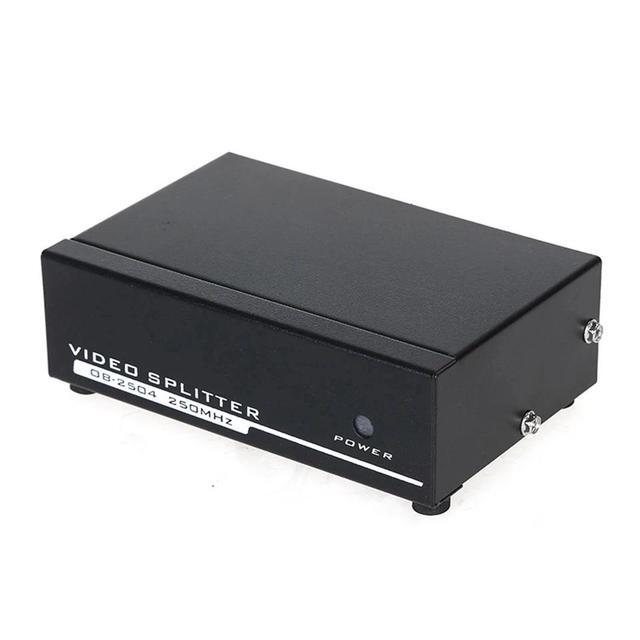 4 Port VGA Splitter 1 In 4 Out 1080P VGA Distributor Splitter 1x4 Video Screen Duplication Converter Support 200MHz Bandwidth(US Plug)