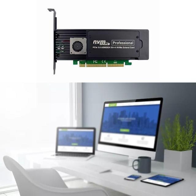 4 Ports ASM2824 PCI-E X16 Adapter Card 4-Channel NVME SSD Conversion Card Industrial Server Storage Expansion Card