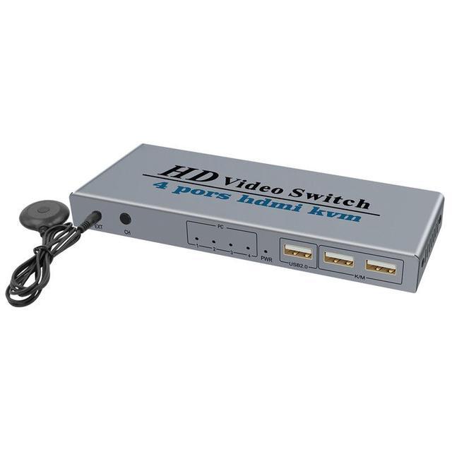 4 Ports HDMI KVM Switch 4 IN 1 Out HDMI Switcher Splitter For Sharing Monitor Keyboard Mouse Adaptive EDID/HDCP Decryption