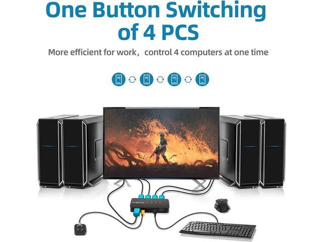 4 Ports HDMI KVM Switch HDMI USB Selector For 4 Computers Share Keyboard Mouse Printer And One HD 4K 30Hz Monitor Including 4 KVM Cables