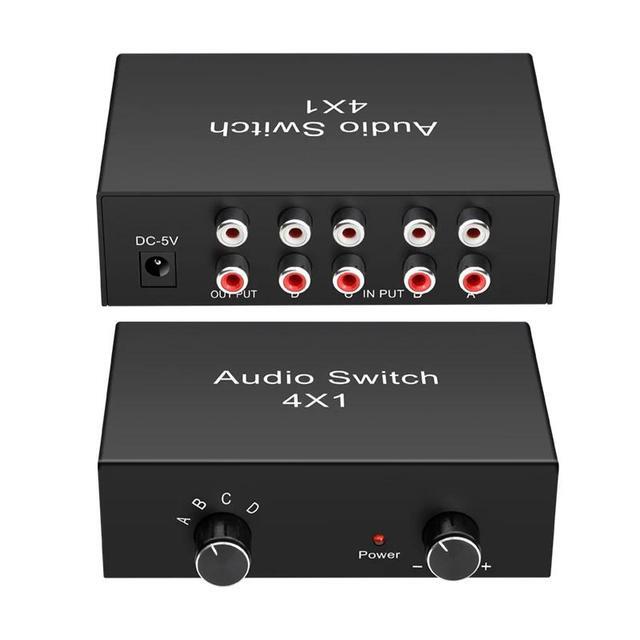 4 Way Stereo L/R Sound Channel Bi-Directional RCA Audio Switcher 1 In 4 Out Or 4 In 1Out L/R Sound Channel Audio Switch Selector