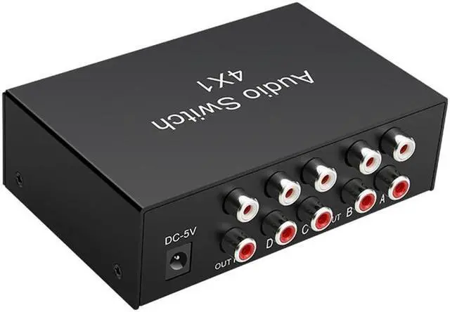 4 Way Stereo L/R Sound Channel Bi-Directional RCA Audio Switcher 1 in 4 Out or 4 in 1Out L/R Sound Channel Audio Switch Selector