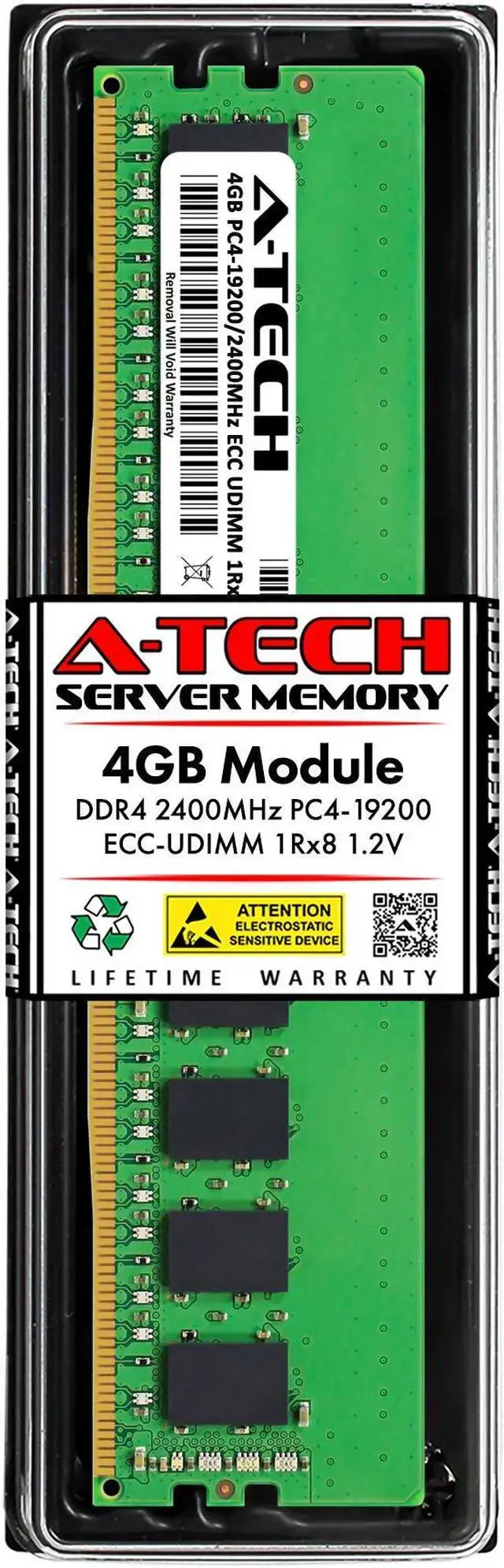 4GB RAM Replacement for Kingston KVR24E17S8/4 DDR4 2400MHz PC4-19200 ECC UDIMM 1Rx8 Server Memory