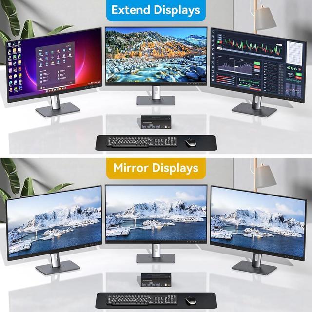 4K 120Hz Displayport Exclusive KVM Switch 3 Monitors 2 Computers With 4 USB 3.0 Hub 8K 60Hz DP 1.4 Triple Monitor DP KVM Switch EDID Plug And Play