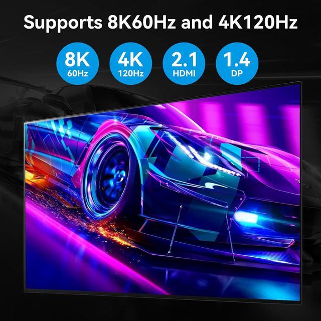 4K 120Hz HDMI+2 Displayport KVM Switch 3 Monitors 2 Computers 3 Port DP HDMI Monitors Switcher For 2 Computers Share 3 Monitors And Keyboard Mouse With USB3.0 Port 8K 60 Resolution