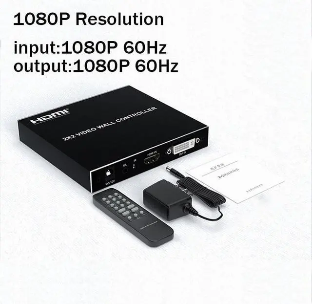 4K 2x2 HDMI Video Wall Controller HDMI TV Wall Processor 1080P 60Hz 1X2 1X4 1X3 2X1 3x1 4X1 Video Stitching Processor Splicer(With EU Plug) (1080P)