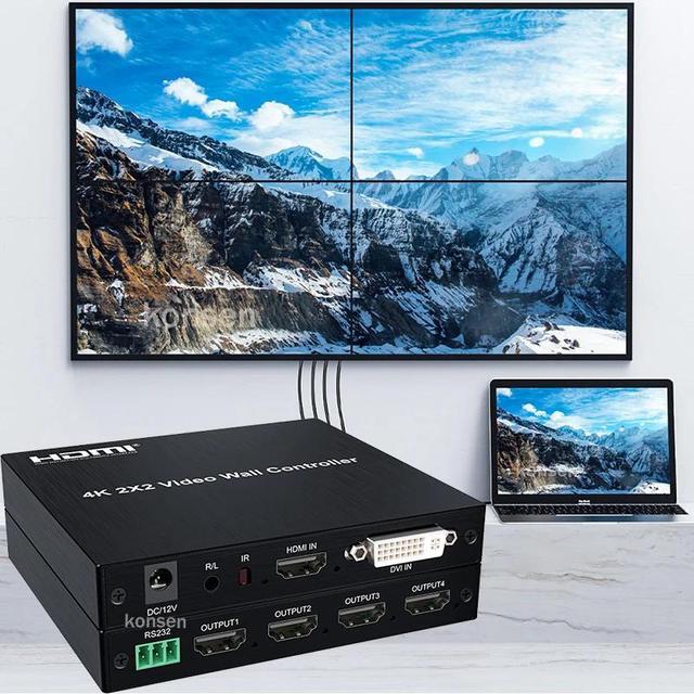 4K 30Hz 2x2 DVI HDMI Video Wall Controller 2x2 TV Wall Processor Splicing Box 1080P 60Hz 1x2 1x3 1x4 4x1 Video Splicer Processor
