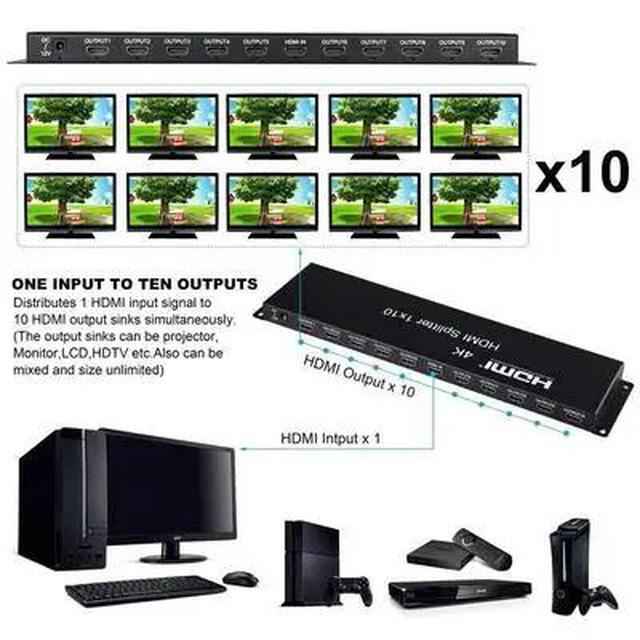 4K 30Hz HDMI Splitter 1X10 1x8 HDMI Video Distributor 1 In 10 Out Video Amplifier 1080P 1x8 Splitter For TV PC Monitor Projector(UK Plug) (4K 1x8)