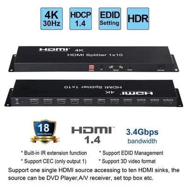 4K 30Hz HDMI Splitter 1X10 1x8 HDMI Video Distributor 1 In 10 Out Video Amplifier 1080P 1x8 Splitter For TV PC Monitor Projector(UK Plug) (4K 1x8)