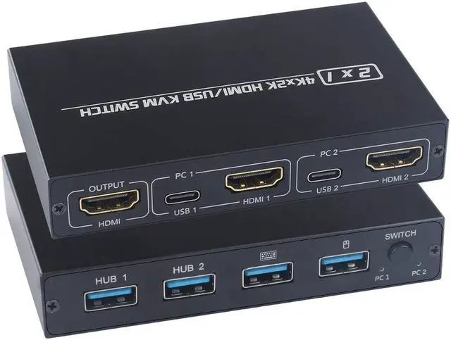 4K 30HZ USB HDMI KVM Switcher USB 2.0 Switch Splitter For 2 PC Sharing 4 Keyboard Mouse Printer Plug And Play