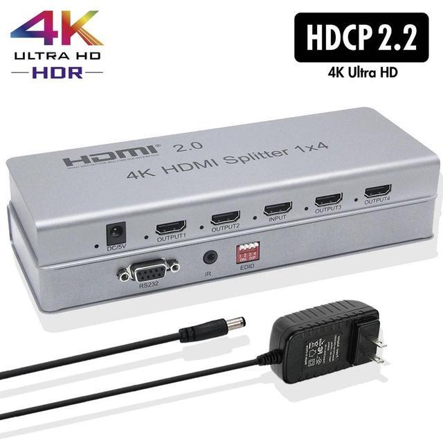 4K 60Hz 1x8 HDMI 2.0 Splitter 1 In 2 4 6 8 Out 1x2 1x4 HDMI Distributer Splitter Video Converter EDID RS232 For PS4 PC DVD To TV(EU Plug) (HDMI 2.0 4K 1X8)