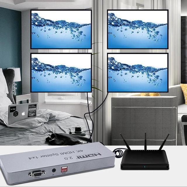 4K 60Hz 1x8 HDMI 2.0 Splitter 1 In 2 4 6 8 Out 1x2 1x4 HDMI Distributer Splitter Video Converter EDID RS232 For PS4 PC DVD To TV(EU Plug) (HDMI 2.0 4K 1X8)