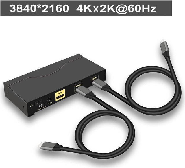4K 60Hz 2 Port USB C KVM Switch With Audio Dual Port USB-C KVM Switcher For 2 Computers/Mac/Mobile Sharing 1 Monitor Keyboard And Mouse Support Most Operate System