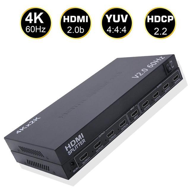 4K 60Hz HDMI 2.0 Splitter 1x8 HDMI Video Distributor 1 In 8 Out HDMI Splitter Support Ultra HD HDR For PS4 PC DVD HDTV MONITORS(EU Plug) (V2.0 4K 60Hz 1X8)