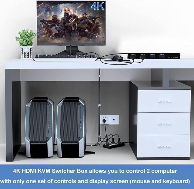 4K 60Hz HDMI2.0 KVM Switch 2 Computers 2 In 1 Out 2 Port Type-C HDMI KVM Switch With 4USB3.0 Port Keyboard Mouse For MacBook USB-C HDMI PC