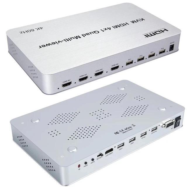 4K 60Hz KVM HDMI Multi-viewer 4X1 HDMI Quad Screen Multiviewer With Seamless 4 In 1 HDMI Multi Viewer For USB Keyboard Mouse PC(AU Plug) (1080P 60Hz)