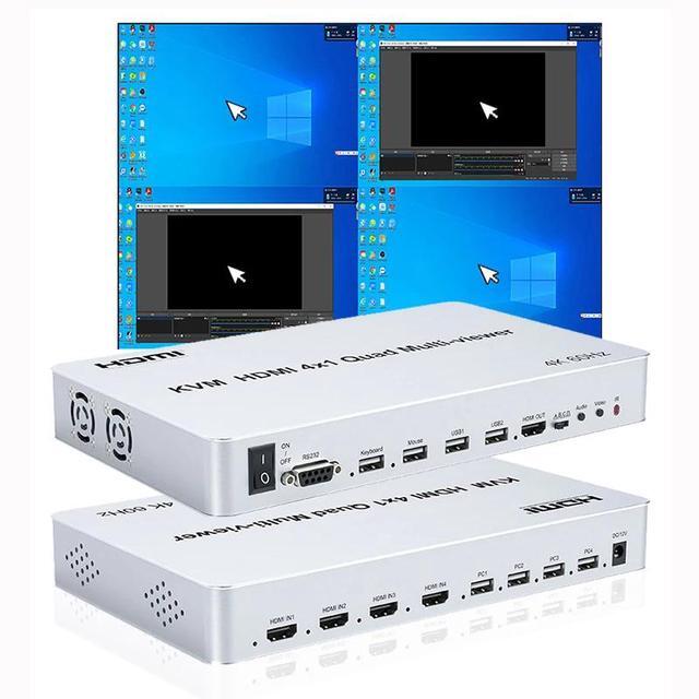 4K 60Hz KVM HDMI Multi-viewer 4X1 HDMI Quad Screen Multiviewer With Seamless 4 In 1 HDMI Multi Viewer For USB Keyboard Mouse PC(AU Plug) (1080P 60Hz)
