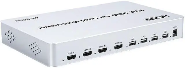 4K 60Hz KVM HDMI Multi-viewer 4X1 HDMI Quad Screen Multiviewer with seamless 4 In 1 HDMI Multi viewer For USB Keyboard Mouse PC(AU Plug) (1080P 60Hz)