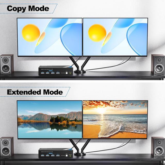 4K 60Hz KVM Switch HDMI NEWCARE Kvm Switch 1 Monitors 2 Computers USB KVM Switch With USB Cable (8K 60Hz HDMI 2 PC 2 Monitor)