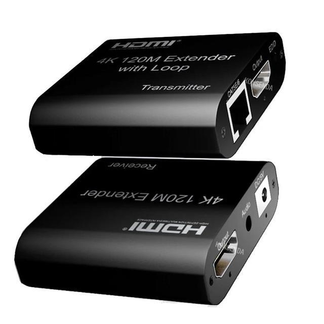 4K HDMI Extender 120M Over CAT5e/6 RJ45 1080P 60M HDMI To Ethernet Rj45 Extender Kit With Audio EDID For PS5 HDTV PC Laptop TV(USB Cable) (4K 120M No Audio)