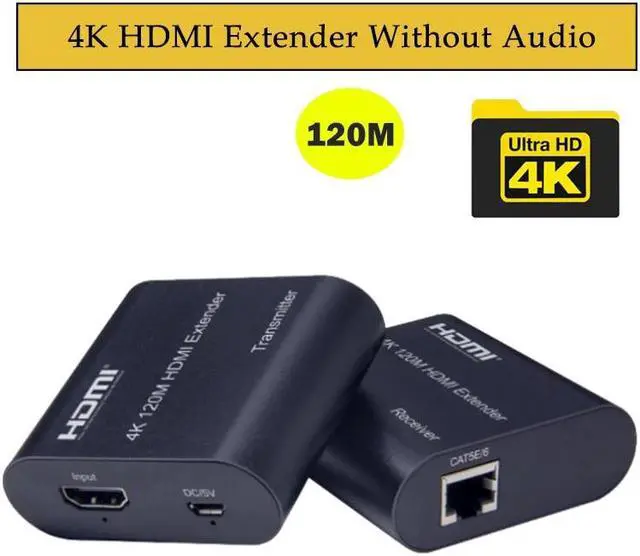 4K HDMI Extender 120M over CAT5e/6 RJ45 1080P 60M HDMI to Ethernet Rj45 Extender kit with Audio EDID for PS5 HDTV PC laptop TV(USB Cable) (4K 120M No Audio)