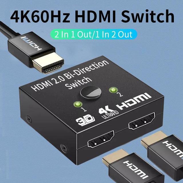 4K HDMI Switch HDMI-compatible Splitter KVM Bi-Direction 1x2/2x1 HDMI-compatible Switcher 2 In1 Out For TV Box Switcher Adapter