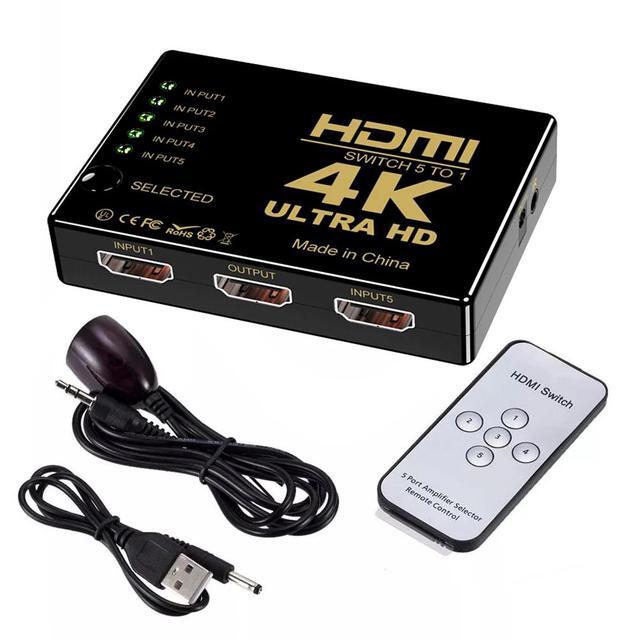 4K HDMI Switcher 5x1 3x1 1080P HDMI Video Switch Selector Box 5 In 1 Out With Remote Controlle For PC Loptop Xbox TVBOX HDTV PS5(5 In 1 Out)