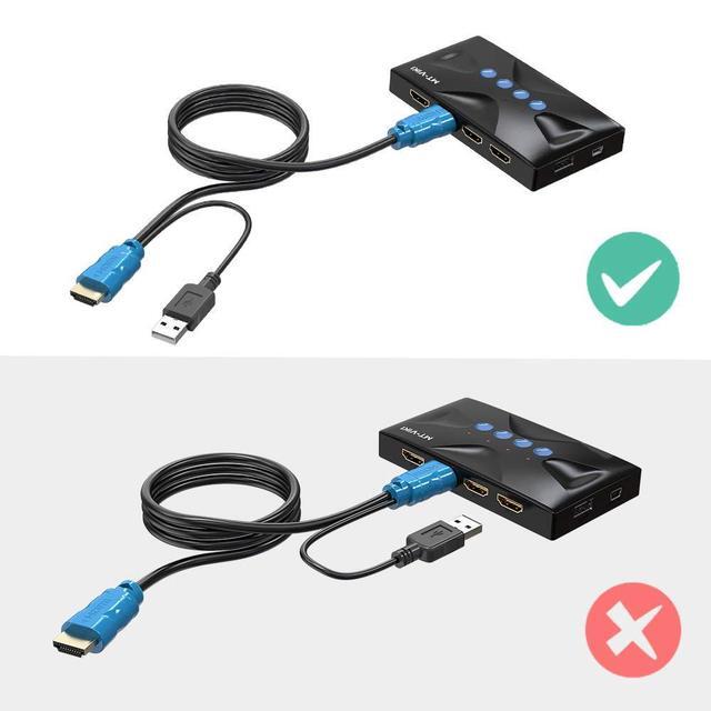 4K USB HDMI KVM Switch 4 Port HD Switcher Selector 4 Computers Share 1 Monitor/Keyboard/Mouse/Printer/U Disk Upgraded Port & Cables