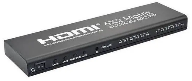 4KX2K HDMI matrix 6X2 high-definition switching distributor 6-in-2-out picture-in-picture function ARC audio return