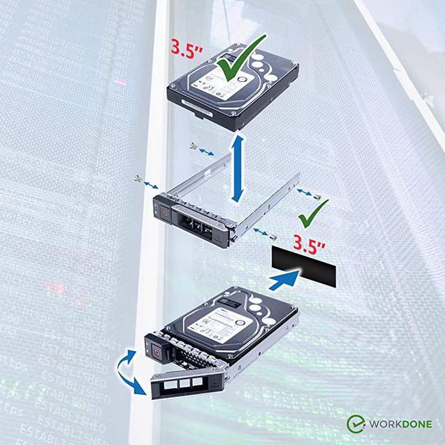 4Pack 35 Inch Hard Drive Caddy Compatible For Dell PowerEdge Servers With Detailed Installation Manual Sled Front Sticker Labels Screwdriver Added Tray Screws