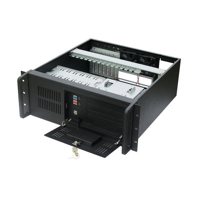 4U Black Industrial Control Chassis 8 3.5" Hard Disk Positions Support 12"×9.6" And Below Size Motherboards Support 2 Front USB Ports Standard PS2 Power Supply Position Empty Chassis